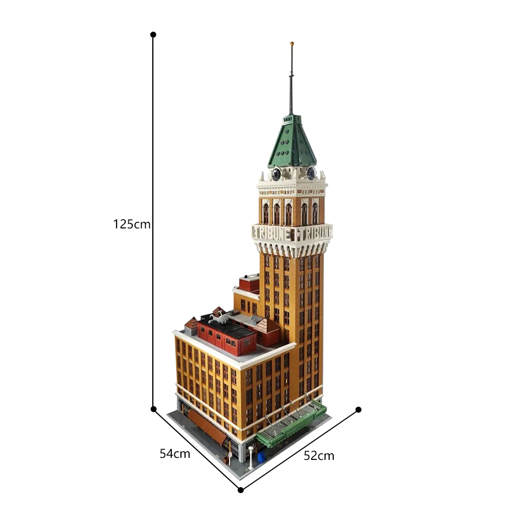 MOC Classic Architecture Tribune Tower Skyscraper Model Building Blocks Street view building house Bricks Toy Kids collect Gift