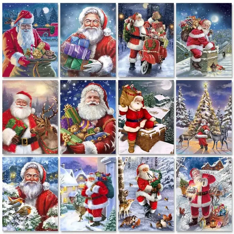 

600708 Christmas Paint by numbers Handpainted Coloring Picture With Numbers Figure Paint for painting Adults crafts Gift