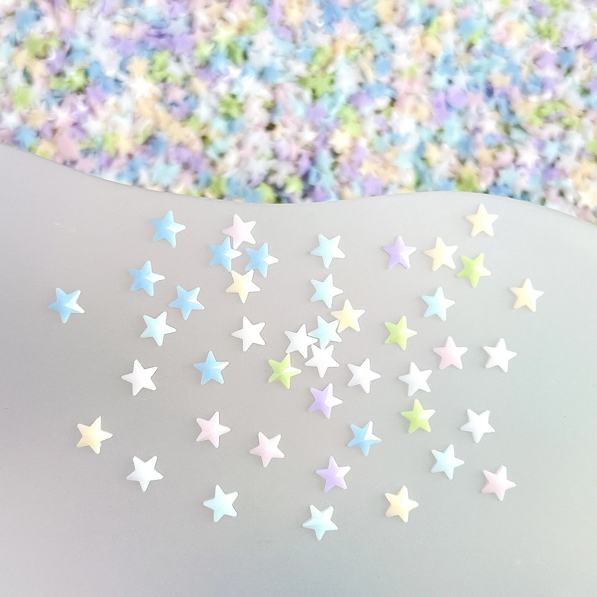 50 unidades de colores macarrón, 6mm, estrellas acrílicas 3D, piezas de dijes para decoración de uñas, accesorios para decoración de manicura, Material de suministros de decoración de uñas