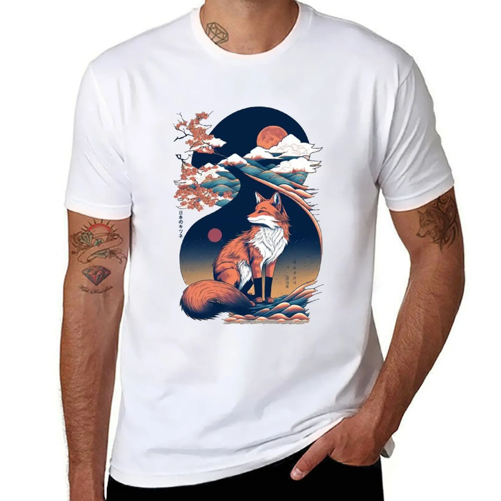 Japanese Fox T-Shirt t shirt man luxury man t shirts for men casual T-Shirt