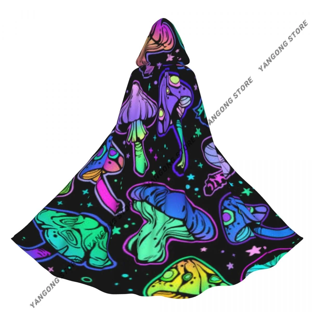 Cosplay Medieval Costumes Bright Psychedelic Mushrooms Hooded Cloak Capes Long Robes Jackets Coat Carnival