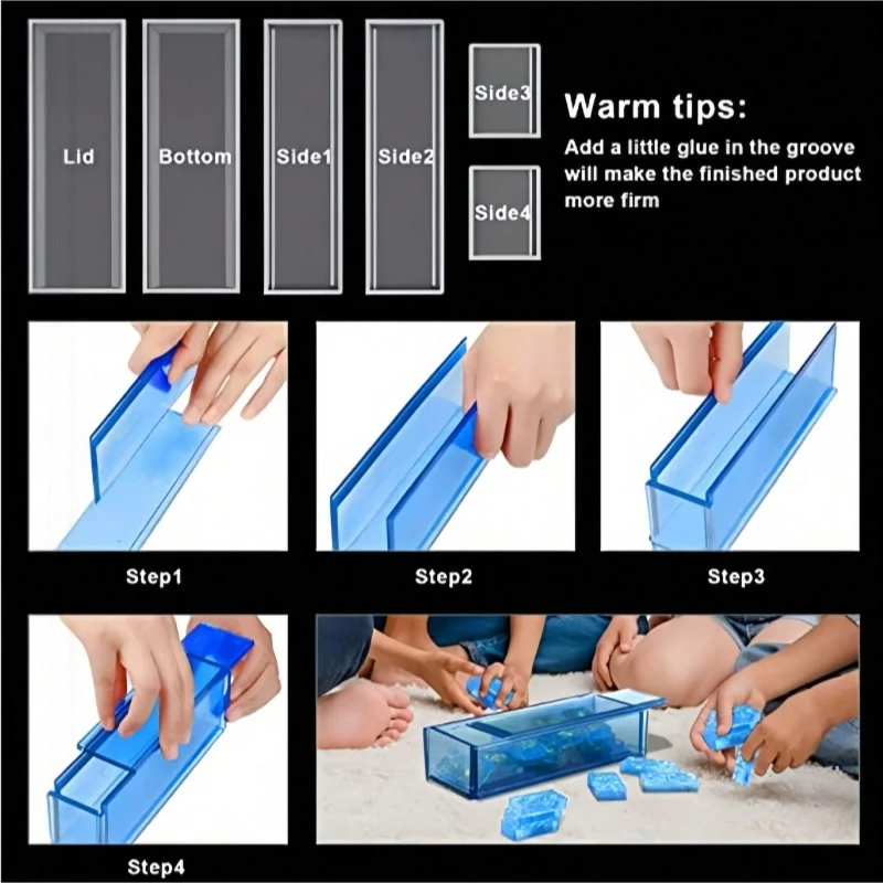 2 قطعة صندوق تخزين الدومينو قالب راتنجات الايبوكسي لتقوم بها بنفسك أداة معالجة لعبة الديكور قالب من السيليكون صب الحرفية