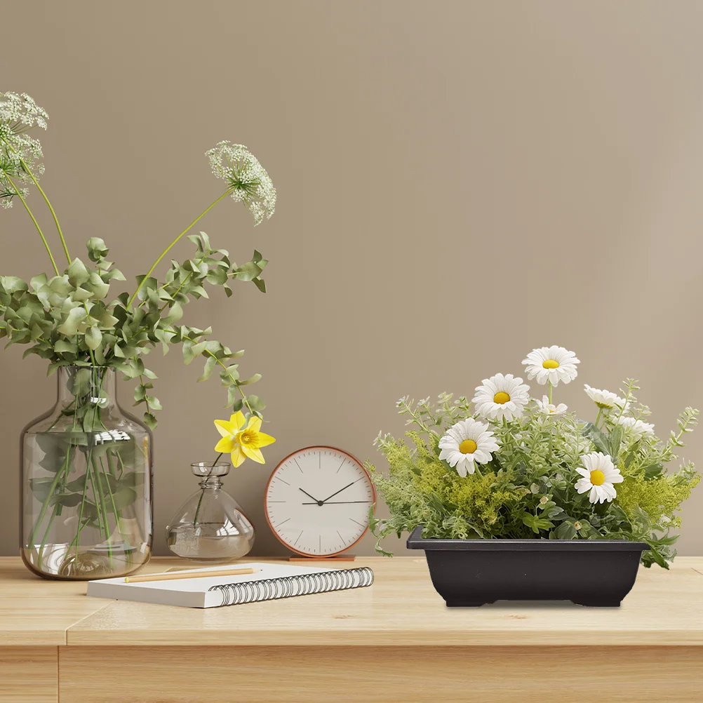 

5pcs Rectangular Flower Pots Plastic Plant Containers For Bonsai Succulents Indoor Outdoor Gardening Home Office Balcony Use