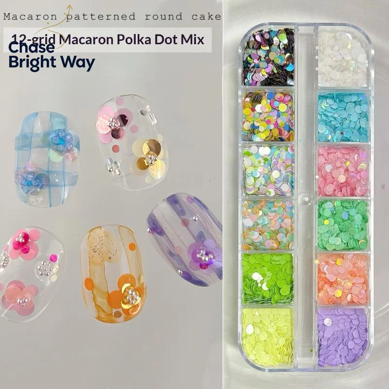 Enhance Nails with 12 Grids Mixed Circular Glitter and Flower Patterns for DIY