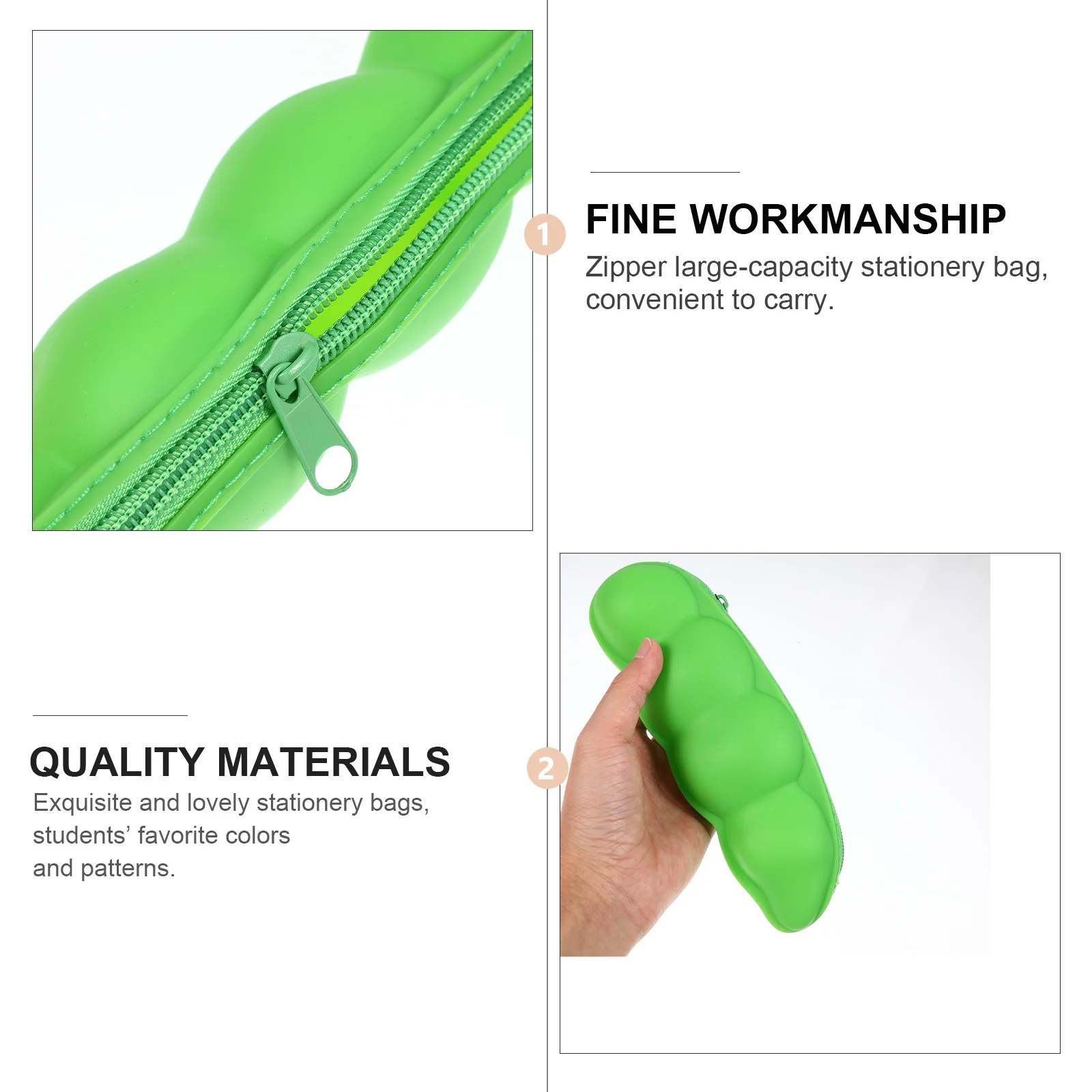 

2Pcs Silicone Creative Pen Bags Pencil Cases Cartoon Shape Zipper Storage Large Capacity Lovely Pen Pouches Pencil Case