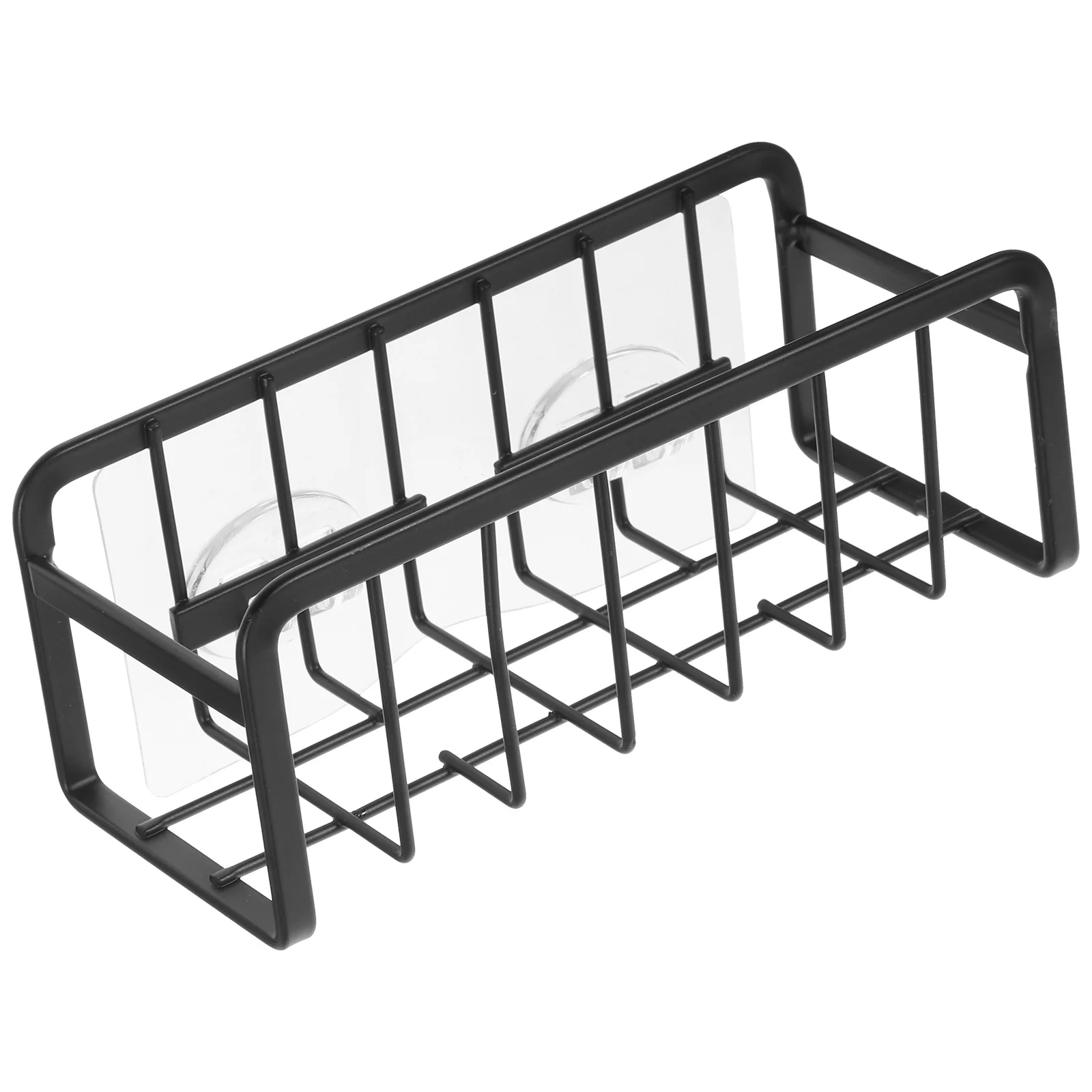 

Kitchen Sponge Holder Rack Organizers No Drill Multi-Functional Storage Iron Material Classic Black Sink Sponge Holder