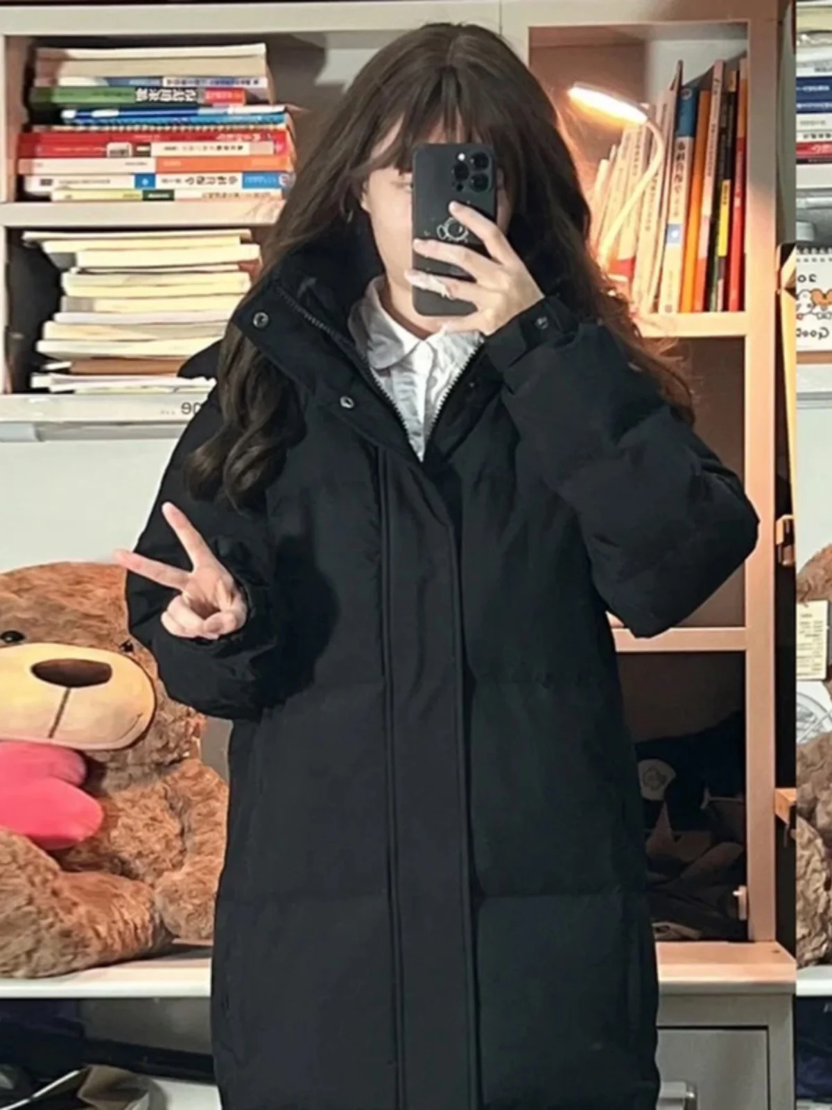 Bla Long Thiened down Jaet mujer invierno nuevo Sle estudiante versión coreana abrigo Fem College Sle Commute Sle