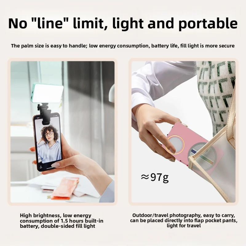 Portable Magnetic Led Video Lamp Double Sided Fill Light For Cell Phone Photo Shooting Video Rechargeable Dimmable Fill Lights