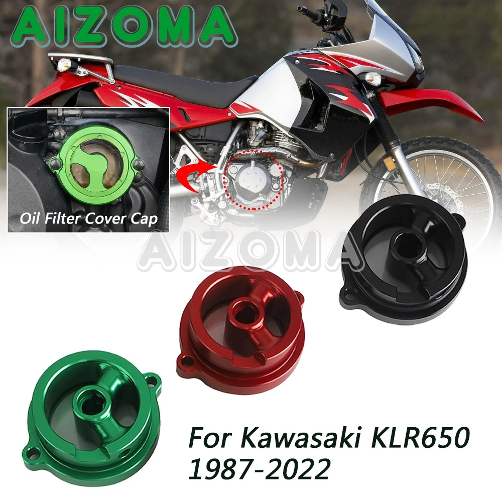 Motorcycle Transparent Oil Filter Cover Cap Aluminum For Kawasaki KLR650 KLR 650  1987-2022 2021 2020 2019 2018 2017 2016 2015