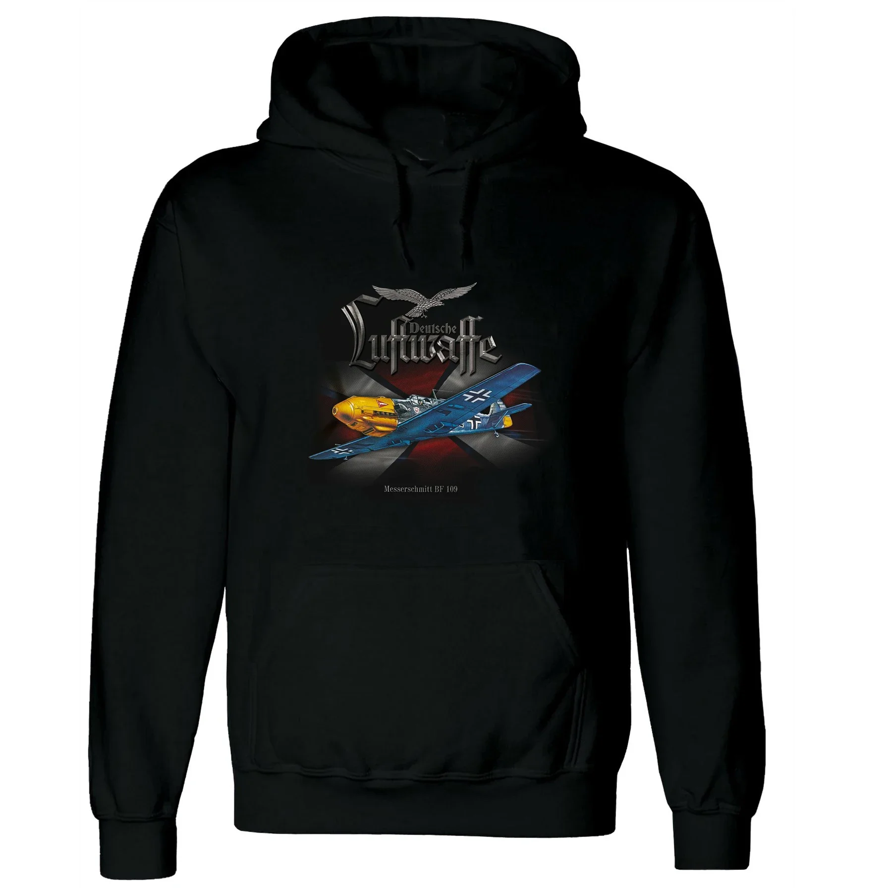 

Luftwaffe Messerschmitt Bf-109 Fighter Pullover Hoodie Comfortable Cotton Casual Mens Sweatshirts WWII Aviation Streetwear