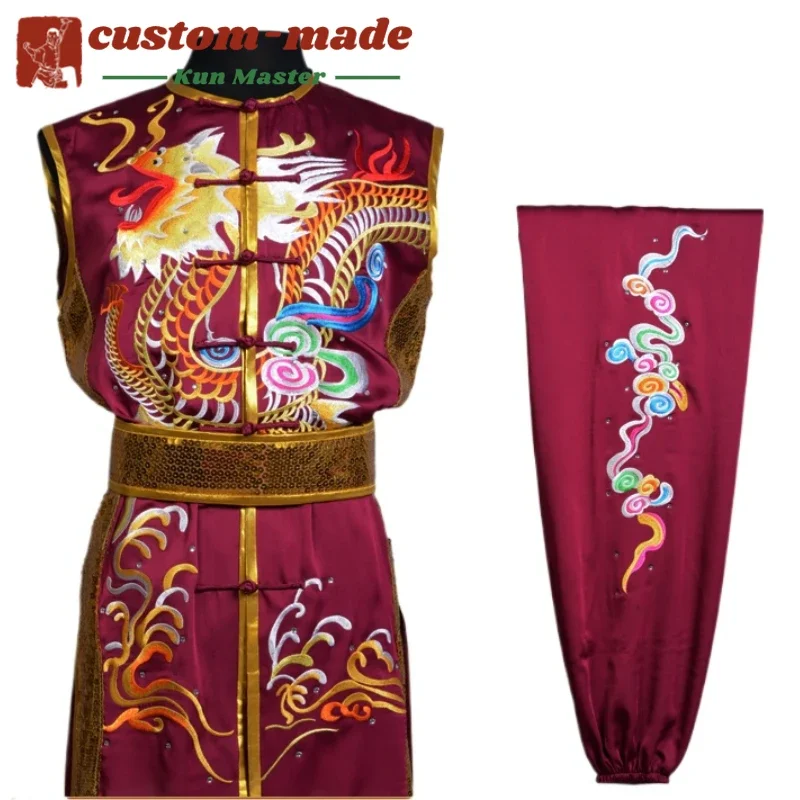 

Custom Martial Arts Uniform Kung Fu Suit with Dragon Embroidery Southern Fist Long Fist Reinforced for KungFu Forms Competition
