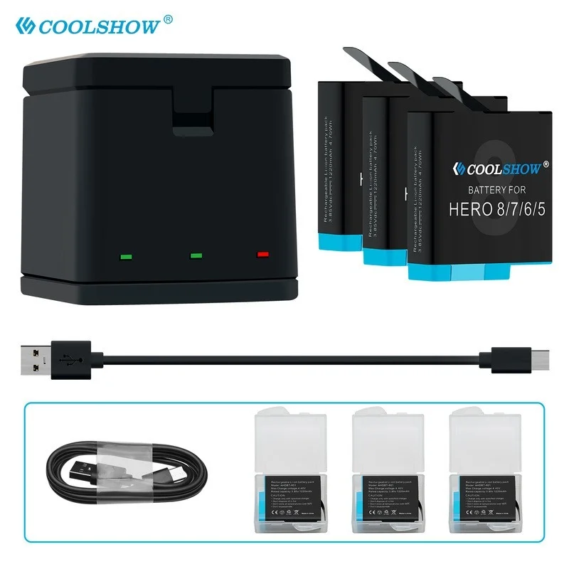 1220mAh Battery for Gopro Hero 8 Black Action Camera Accessories For Gopro Hero 8 Hero 7 Hero 6 Hero 5 Batteries Charger