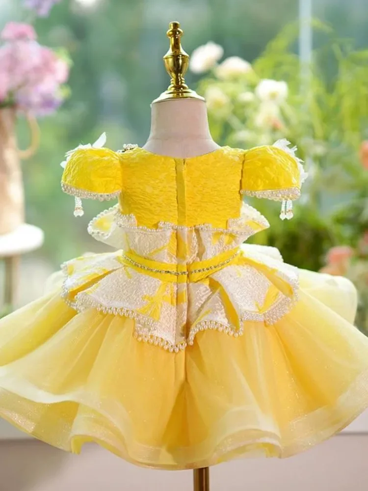 High-End Children\'s Evening Gown Host Piano Performance Wedding Birthday Girls Party Dresses A4183 Vestidos Bridesmaid Dresses