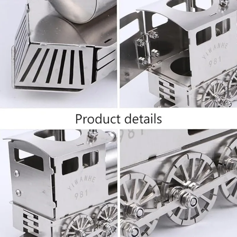 Model Trains 3D Metal Steam Train Model Stainless Steel Pen Holder Locomotive Toys Collectible Ornaments Decorations Boys Gifts