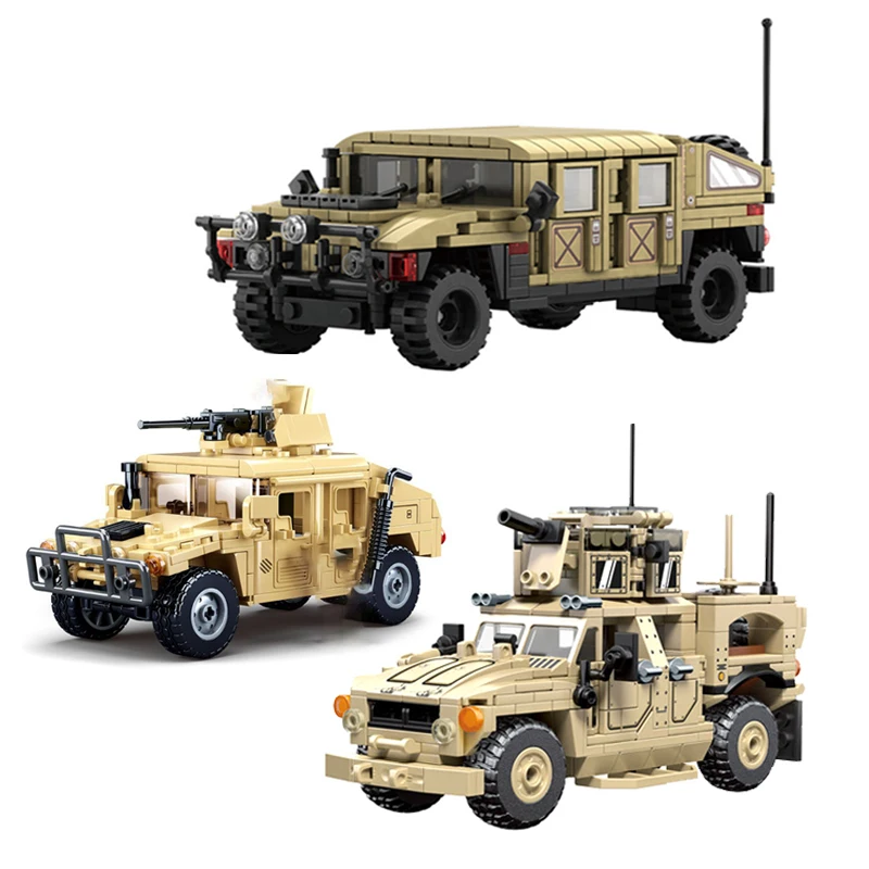 MOC Hummer Building Block Military M-ATV Truck Model H1 Assault Armored Vehicle DIY Brick Education Toys For Boys