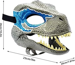 Horror Dinosaur Headgear Dragon Lifelike Dinosaur Mask Halloween Party Masquerade Cosplay Open Mouth Latex Scared Mask Gifts