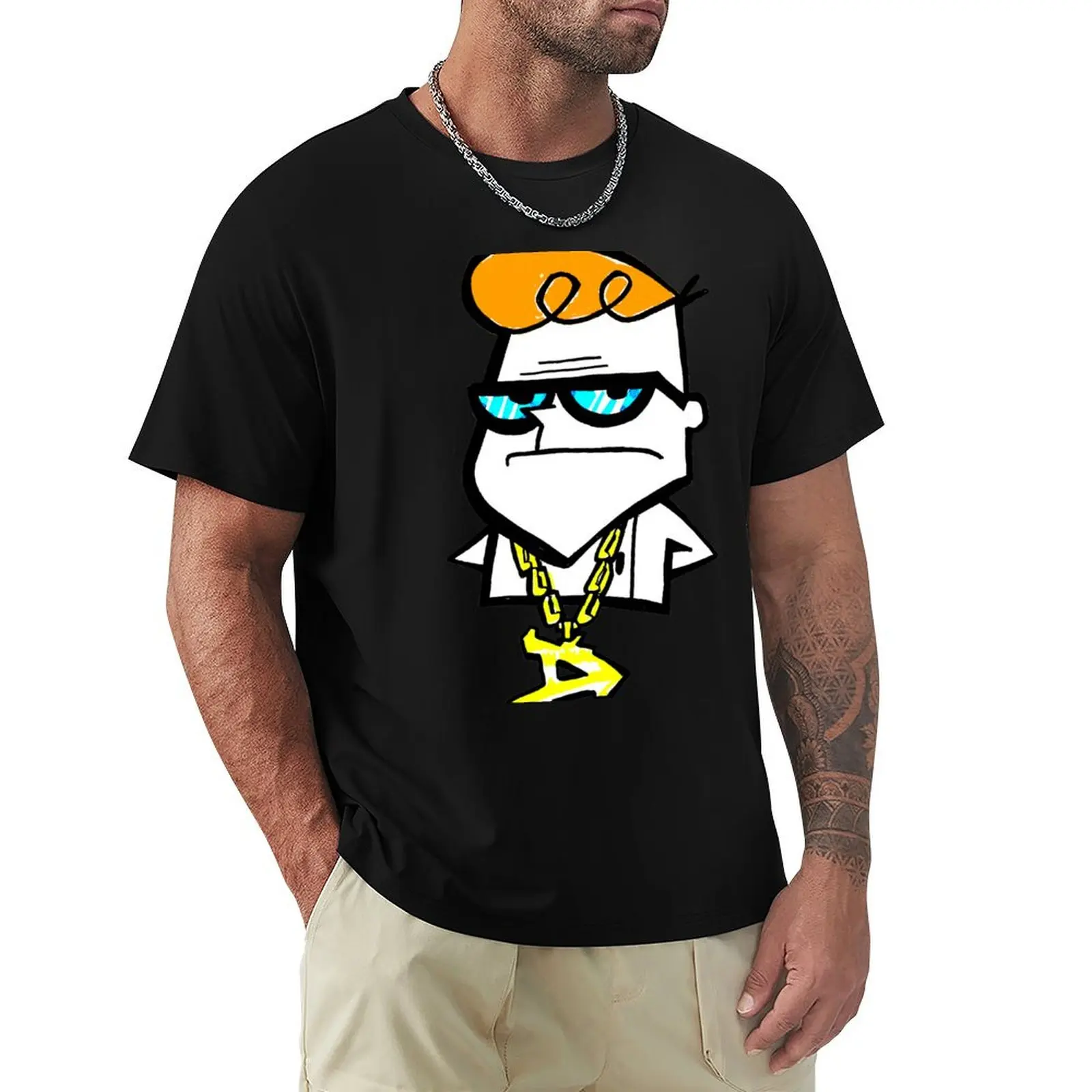 Dexter from Dexter's Laboratory? wearing a hip hop Gold Chain T-Shirt vintage anime shirt graphics custom t shirt T-shirt men