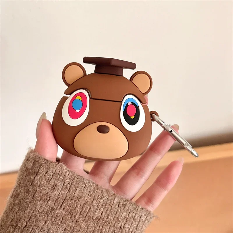 Dropout Bear casing ponsel warna cokelat, casing penutup pelindung Earphone kotak pengisi daya untuk AirPods 4 Airpod 1 2 3 Pro 2