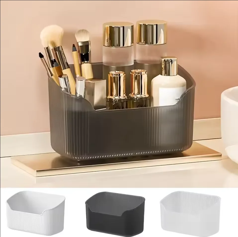 

Simple Matte Makeup Organizer, Desktop Storage Box, Cosmetic, Lipstick, Perfume, Skincare, Cosmetic Tray Case, Bathroom, Bedroom