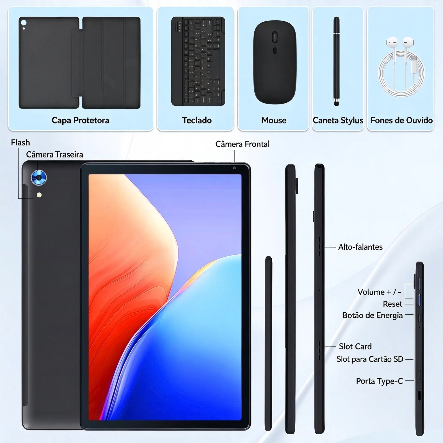 10.1 Inch Android 16 AI Tablet 8 Core 36(6+30)GB+128GB 1TB Expansion WiFi6 5MP+8MP Stylus Keyboard Mouse Headphone PC PAD Set