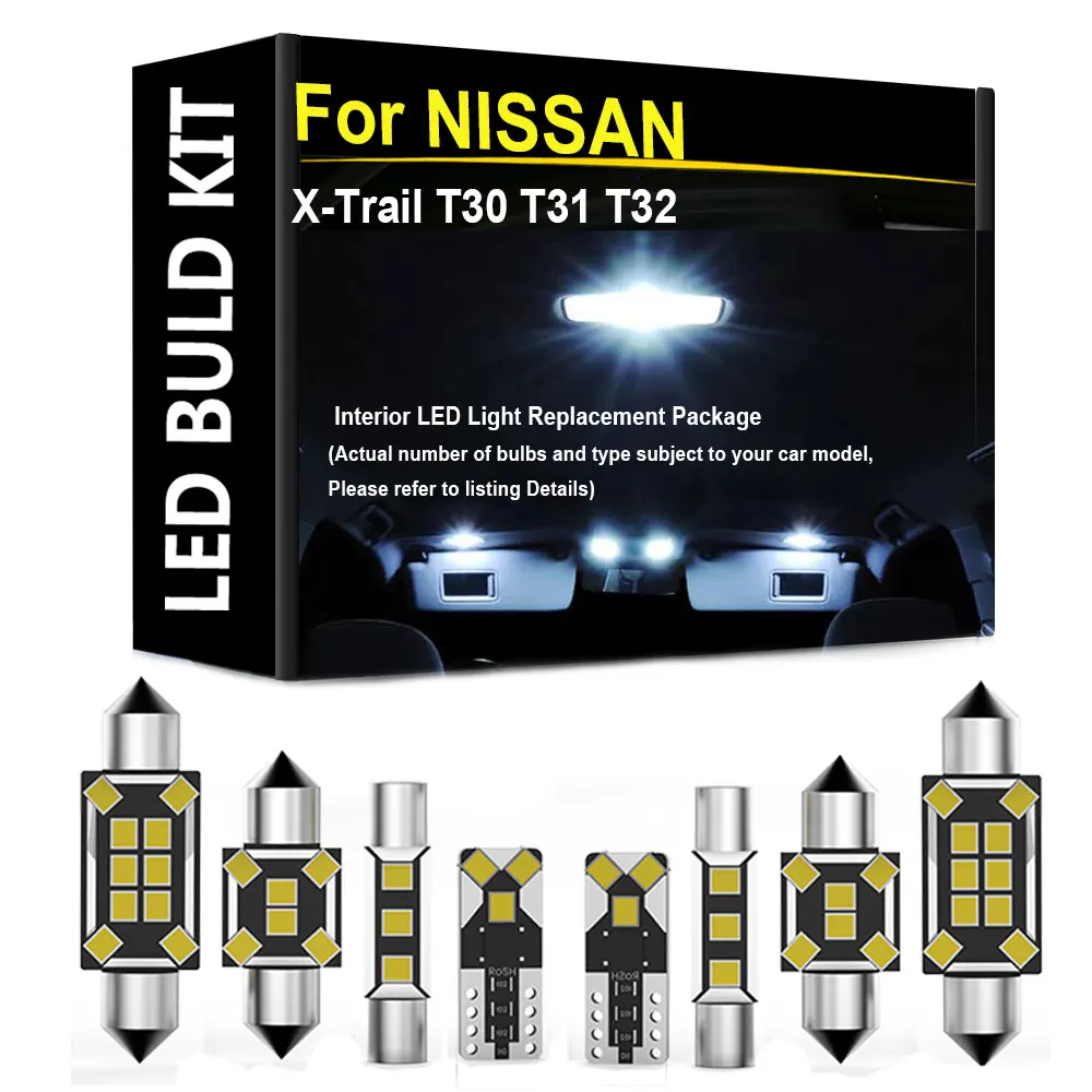 LED-Innenbeleuchtungsset für NISSAN X-Trail T30 T31 T32 2002 2005 2007 2008 2009 2012 2016 2018 2020 Canbus Fehlerfrei