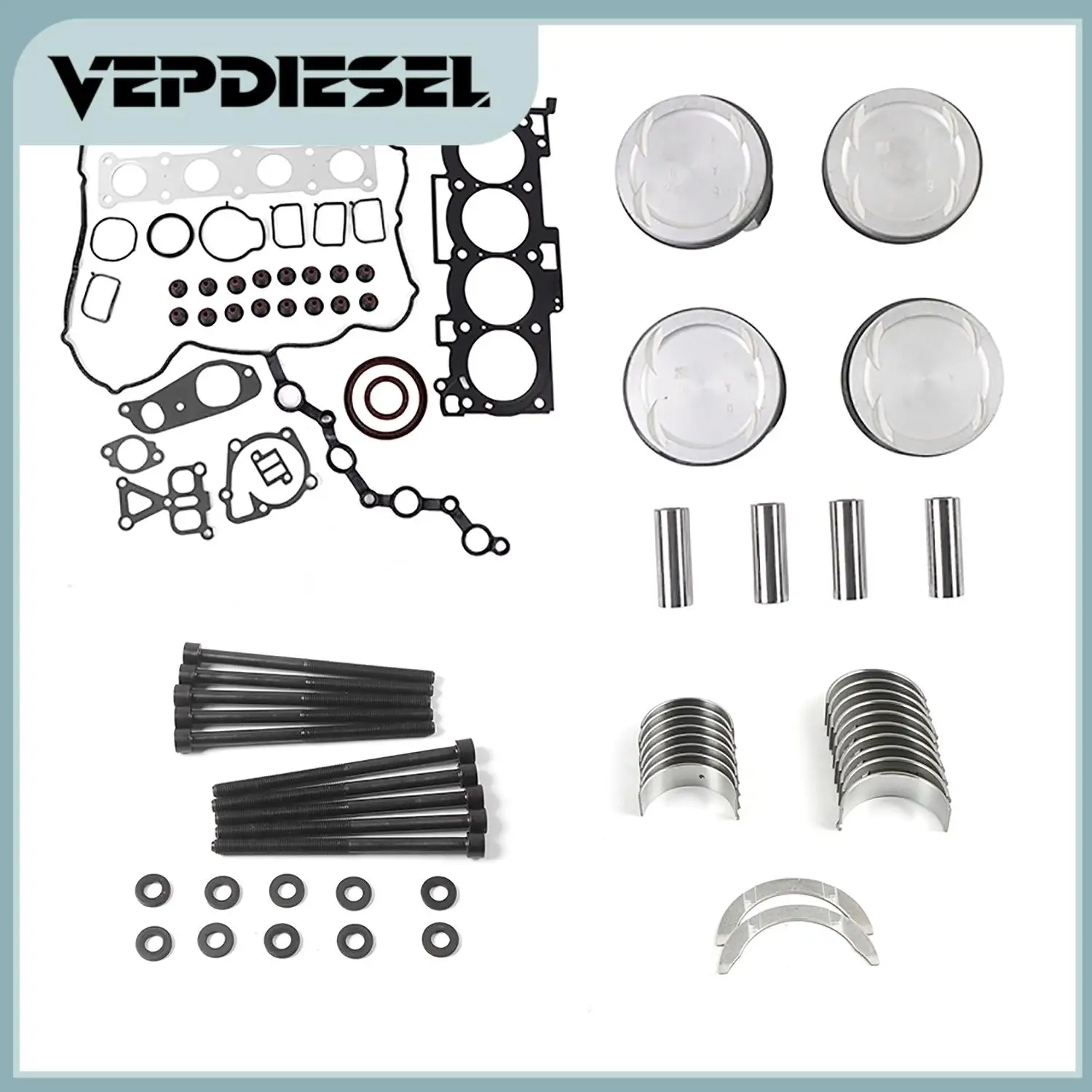 

Комплект уплотнений для капитального ремонта двигателя G4KE с поршнами и колецами, болты с головкой подшипников для Hyundai Tucson Kia Optima 2.4L 2007-2020 гг.