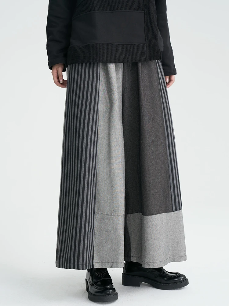 

Dark Style Wide Leg Straight Leg Casual Pants Women's High Waist Jeans Fabric Splicing Design Casual Trousers by Lu Yushan Is...
