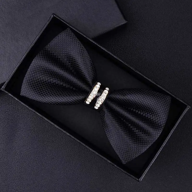 Tuxedo Metal Crystal Wedding Bow Tie Men Women Butterfly Knot Cravat Black Purple Blue Jujube Red Groom Party Banquet Meet Club