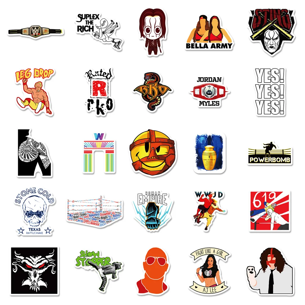 10/30/50PCS Cartoon WWE Personality Graffiti Sticker For Luggage Laptop IPad Skateboard Motorcycle Waterproof Sticker Wholesale