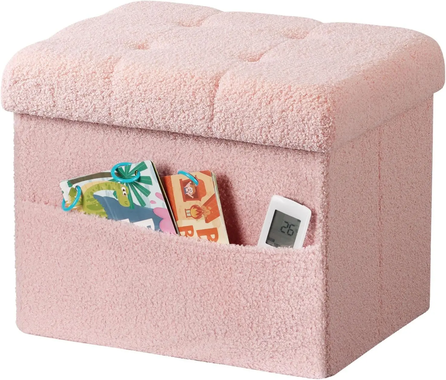

Storage Ottoman Foot Stool,Faux Teddy Tufted Foot Rest, Space Saver Chair With Storage,Ergonomic Stool For Bedroom/Living