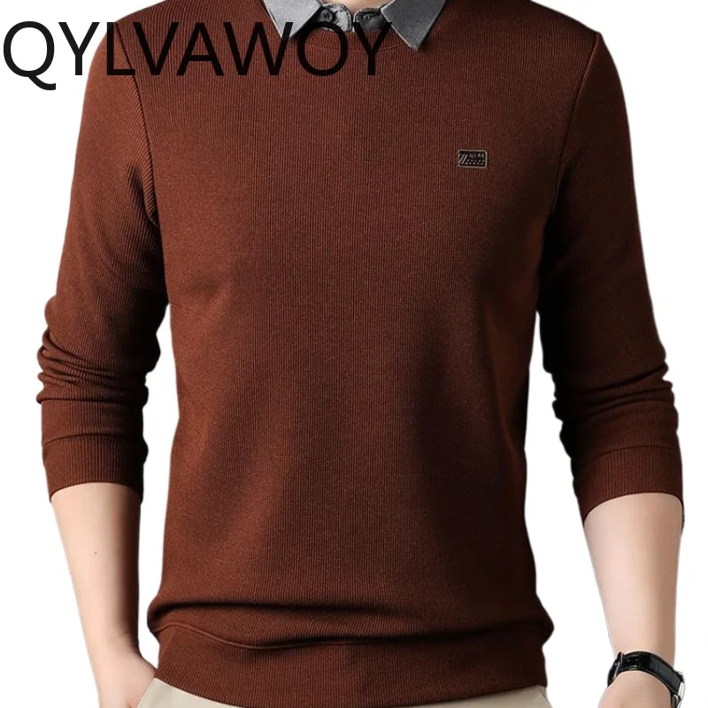 

QYLVAWOY Sweaters Men Warm Pullover Fashion Sweater Autumn Winter Mens Clothes Thickened Knitted Sweater 2024 Sueter Masculino