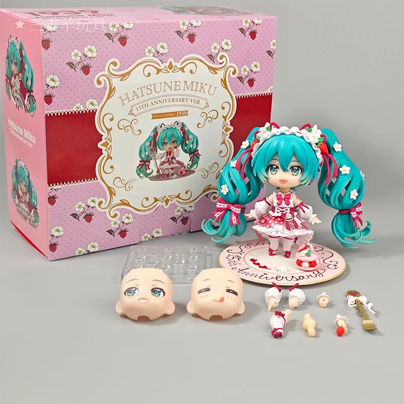 かわいい初音ミク-gsc-15-周年記念版モデルアニメアクションフィギュア-1939-ストロベリーケーキコレクタブルおもちゃ女の子の誕生日ギフト