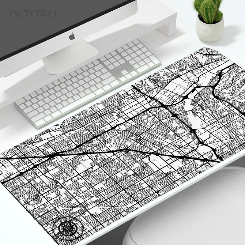 Mouse Pad Gaming Black And White City Map XL Custom New Home Mousepad XXL Mouse Mat Non-Slip Carpet Office Computer Mice Pad