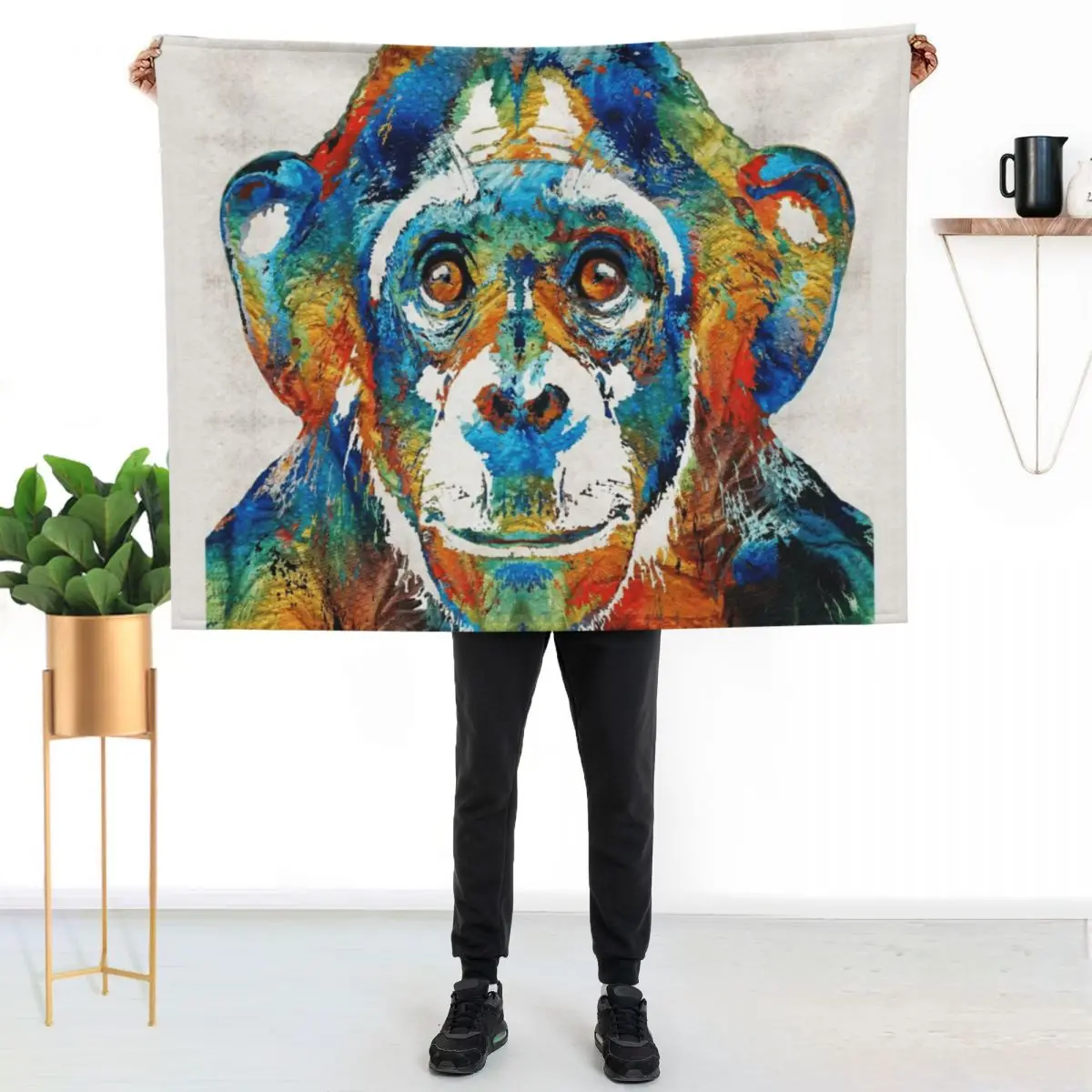 Colorful Chimp Art - Monkey Business - By Sharon Cummings Throw Blanket Warm Luxury Thicken Thermal wednesday Blankets