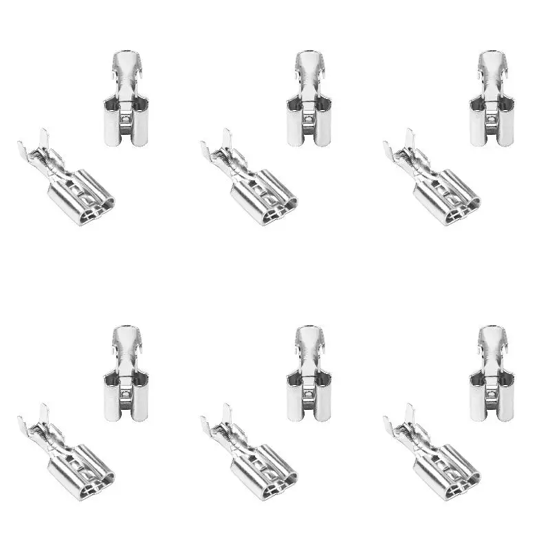 6Pack X(100 x 6.3mm Uninsulated Female Spade Push On Crimp Terminal Non Insulated 2.5mm²