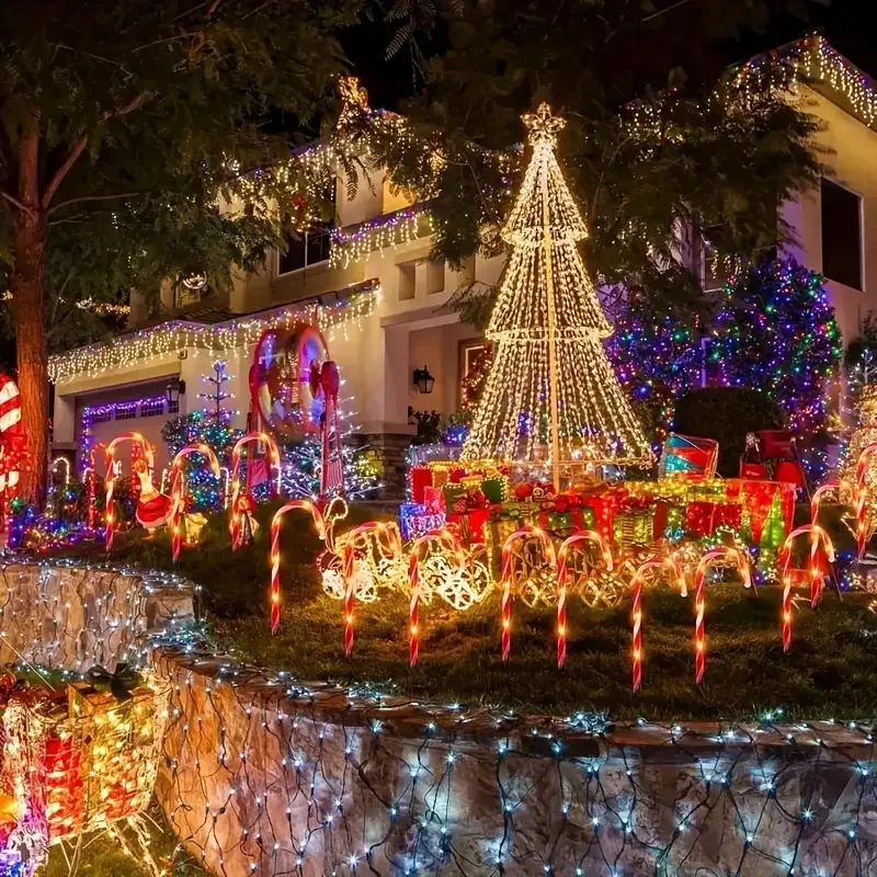 5 قطعة عيد الميلاد قصب الحلوى أضواء المسار في الهواء الطلق حديقة عيد الميلاد درب علامات مصباح للمنزل حديقة ساحة الحديقة فناء بركة ديكور