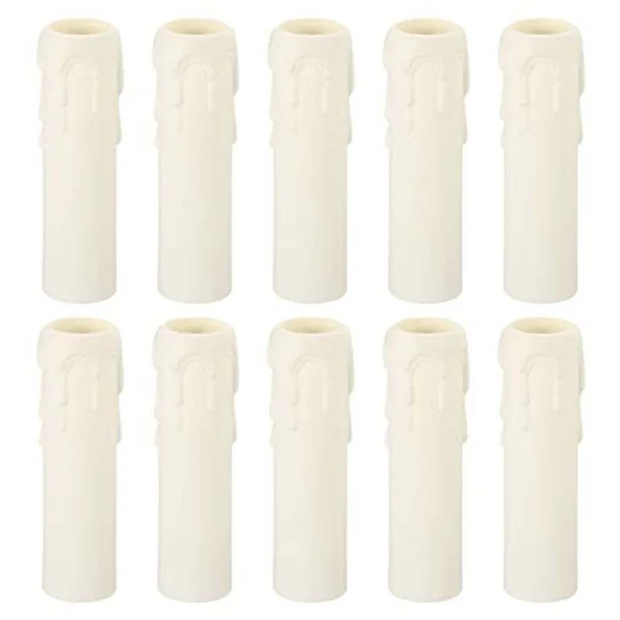 

25x100mm Candle Socket Covers, 10 Pack Plastic Sleeves Candelabra Base Accessories for E14 Chandelier, White