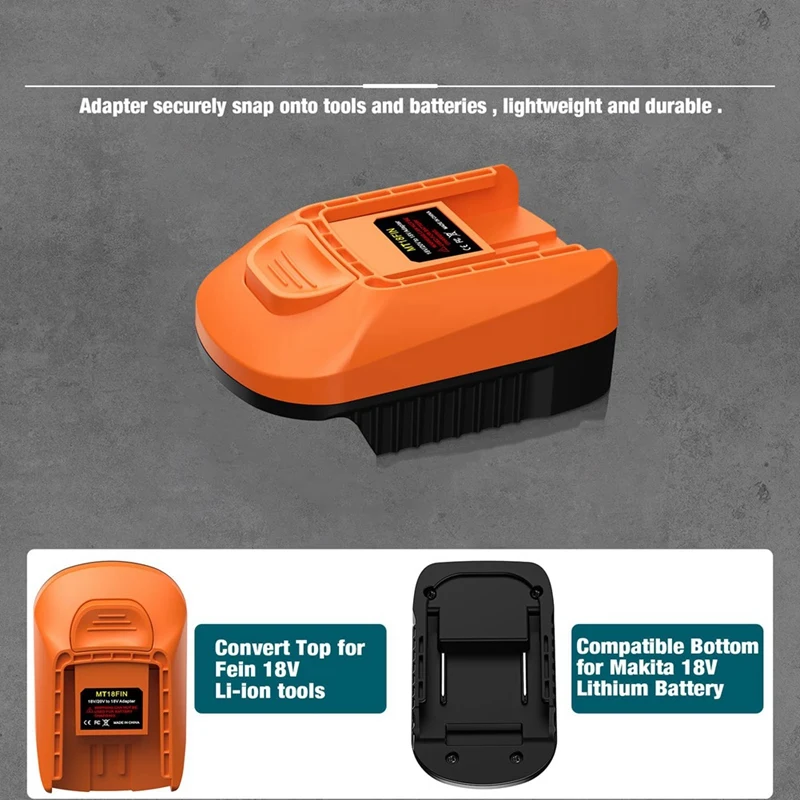 MT18FIN Battery Adapter For Makita 18V Li-Ion Battery Convert To For Fein 18V Power Tool Battery For FEIN ABS 18 Battery