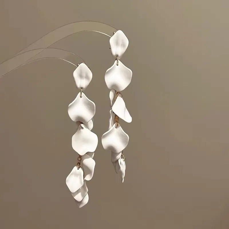Bohemian Flower Drop Earrings with Long Tassels