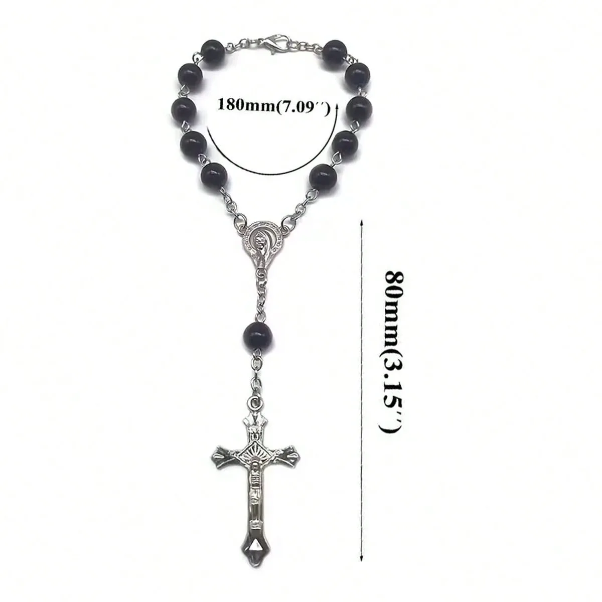 Autoanhänger, Kreuzförmige Armbänder, Rosenkranz-Armbänder, Perlen-Autozubehör und Schmuckgeschenke mit christlichem Thema – Detail 3