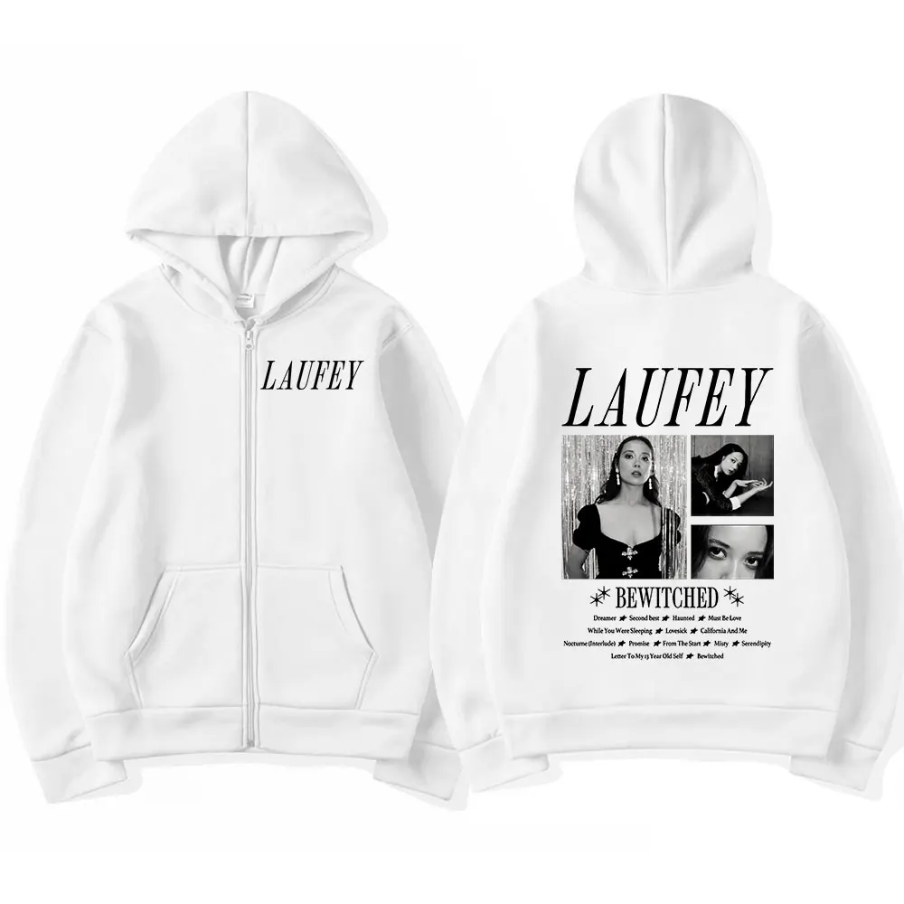 Laufey Bewitched Album Zipper Hoodie Men Women Clothing Fashion Harajuku Vintage Zip Up Sweatshirt Oversized Pullover Streetwear