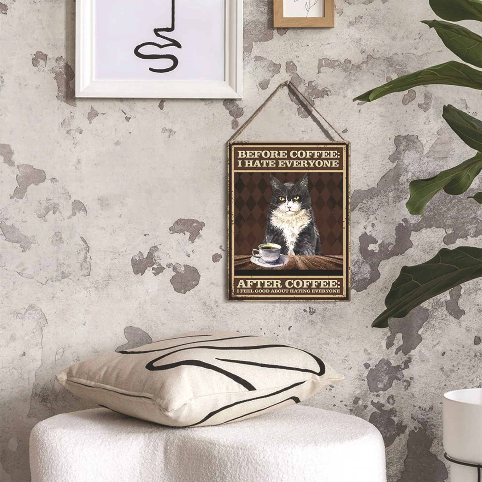 Cute Cat Wall Decor For Home Simple Wall Decorative Wood Rectangle Sign For Farmhouse