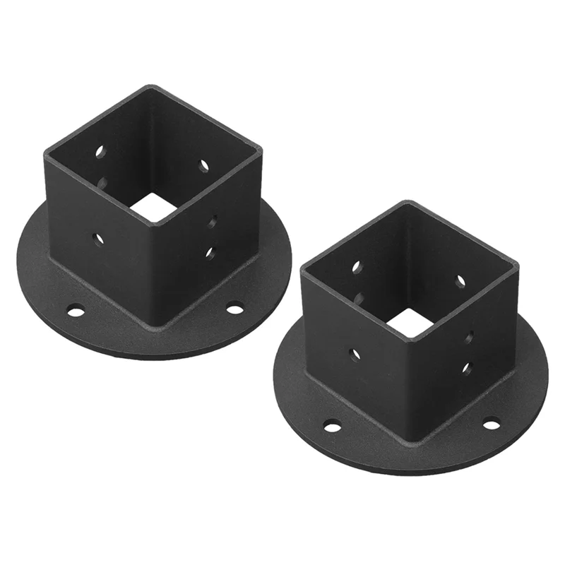 ABVA-2Pcs 2X2 Square Fence Pole Flange Base Pergola Post Base Brackets Kit,Heavy Duty Wall Mount Post Anchor Base Brackets