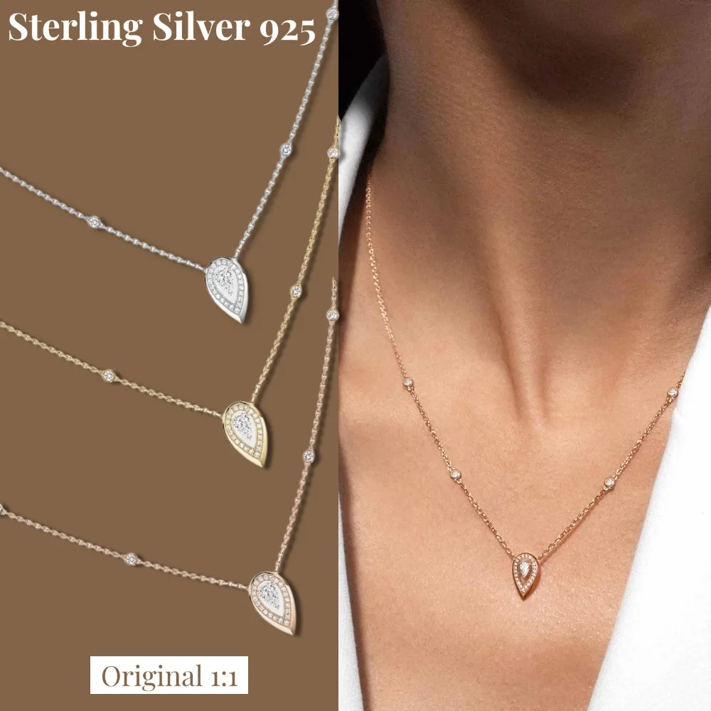 Original original FIERY 0.25CT Necklace Sterling Silver 925  Luxury woman Jewelry Accessories Engagement Gift