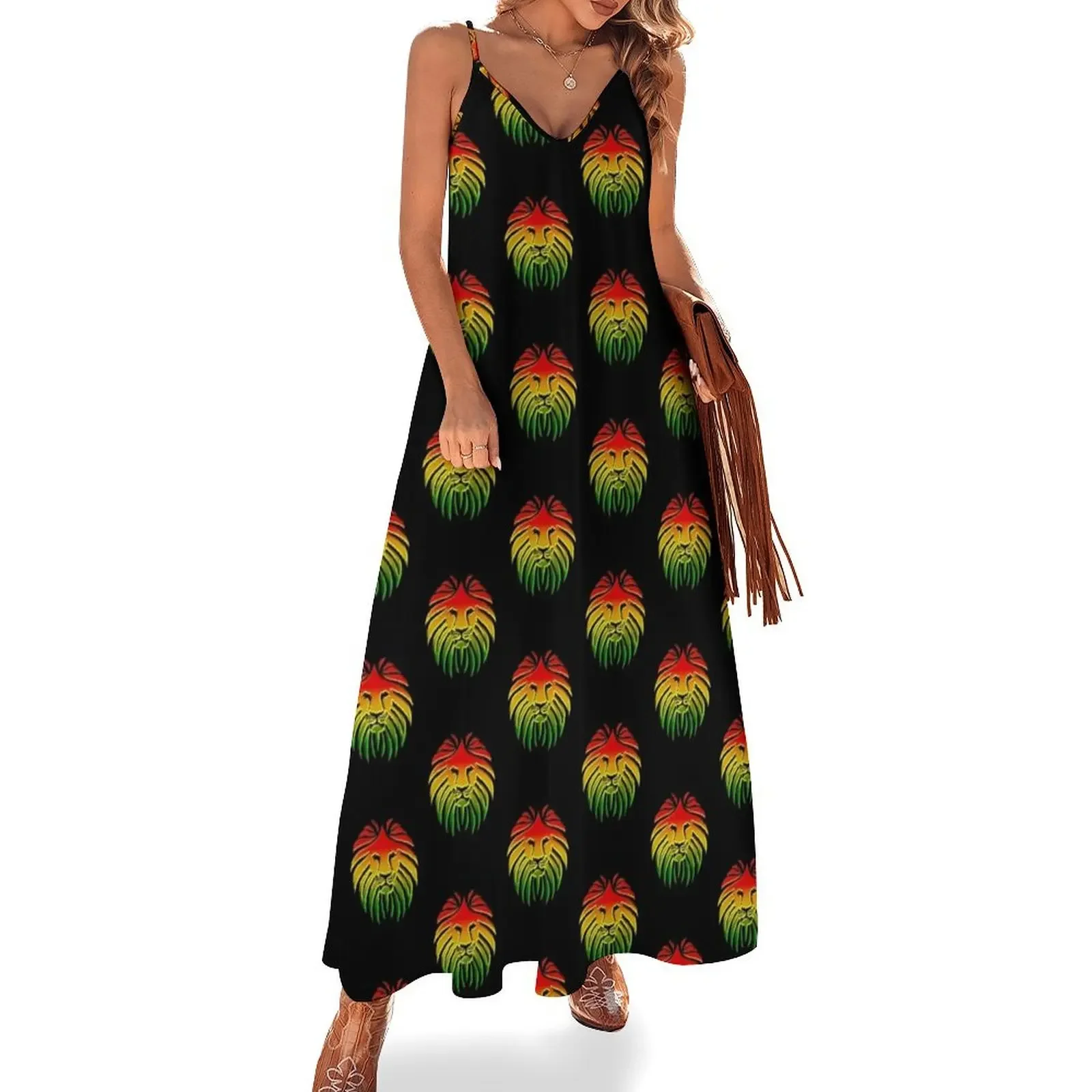 Like a Lion, Reggae, Rastafari, Africa, Jah, Jamaica, Sleeveless Dress women's clothing trend 2025 evening dresses ladies