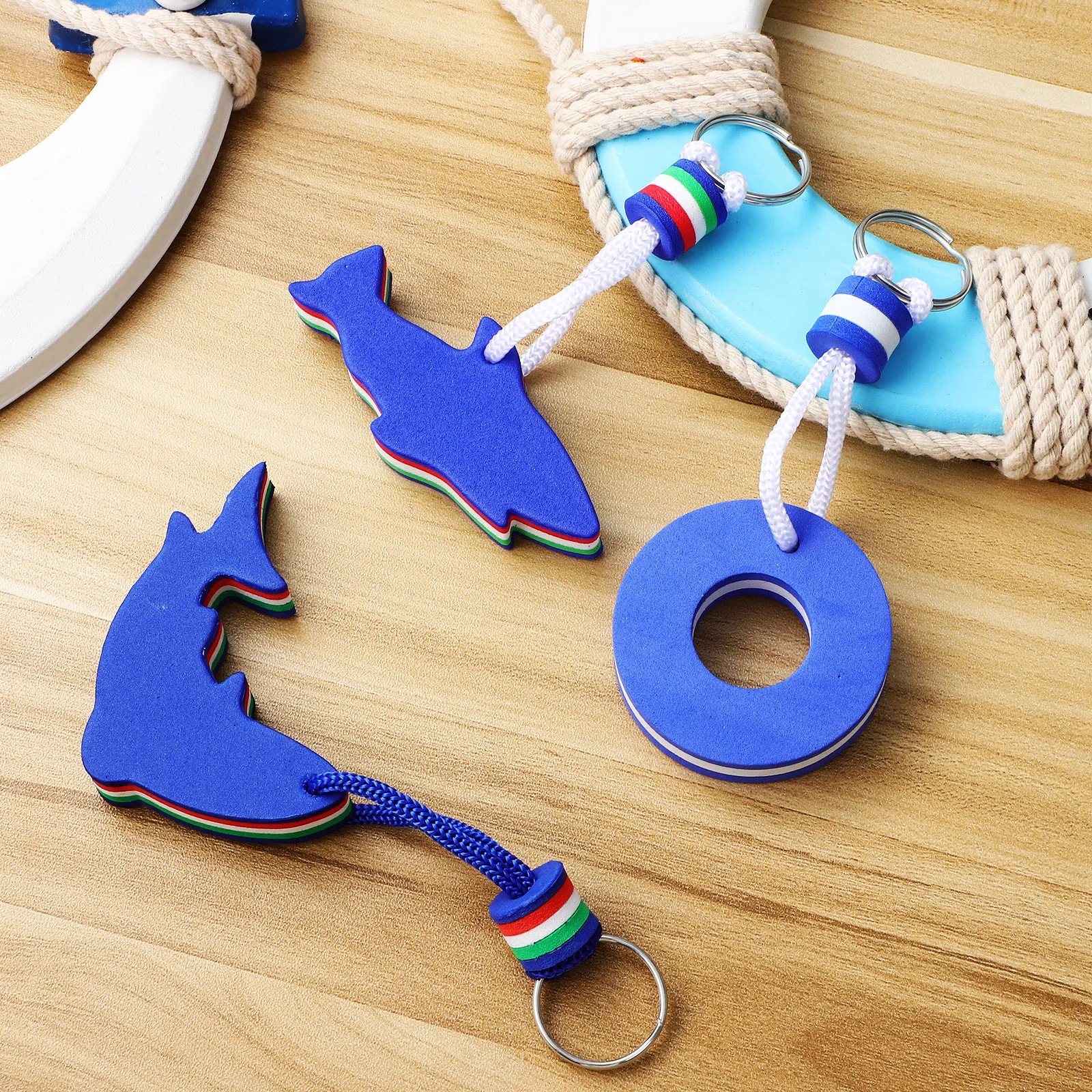 

3pcs Floating Keychain EVA Material Dolphin Ring for Water Sports Lightweight Durable Keys Storage Decor