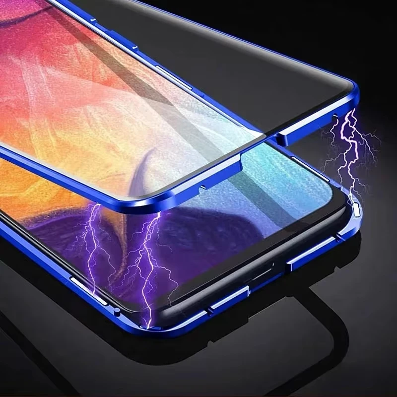360° Protection Metal Magnetic Phone Case For Samsung Galaxy A35 A15 A52 A53 A25 A54 A16 A17 A55 4G 5G Double Sided Glass Cover