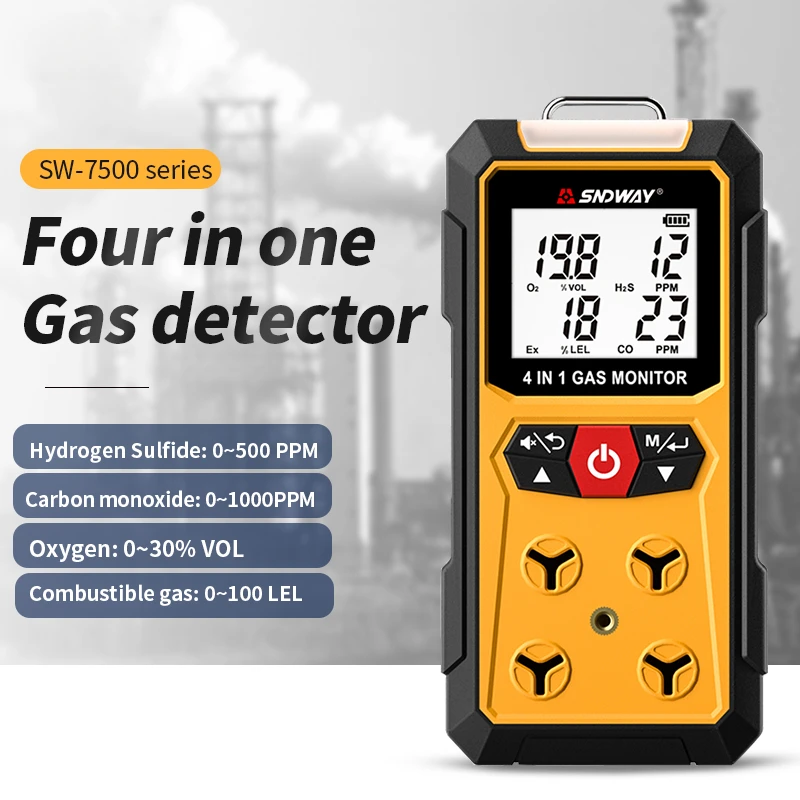 SNDWAY SW-7500A Four-in-one Toxic And Harmful Gas Detector Combustible Gas Oxygen Carbon Monoxide Hydrogen Sulfide Alarm Tools