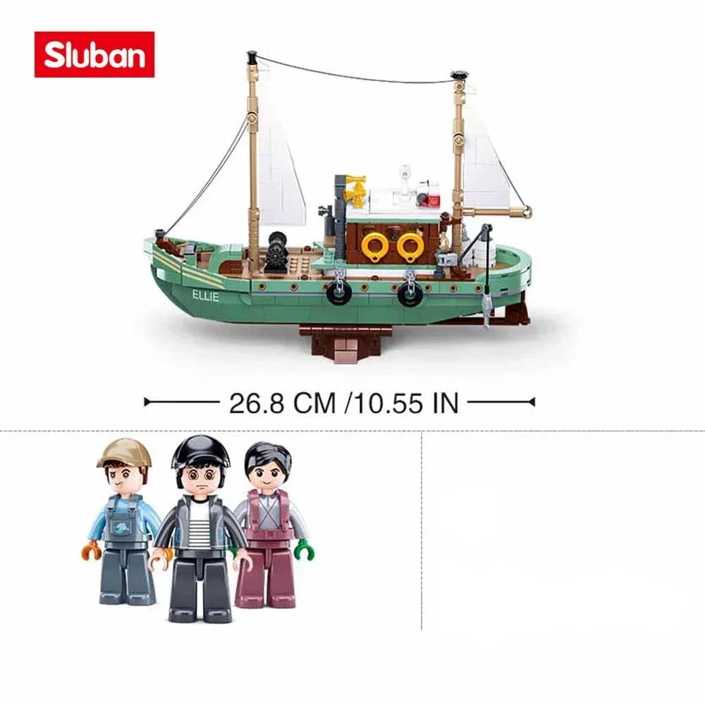 Sluban M38-B1119 Bouwsteen Speelgoed Vissersboot Model 610 Stuks Bouwstenen Set Zeilschip Educatief Speelgoed Voor Kinderen Cadeau