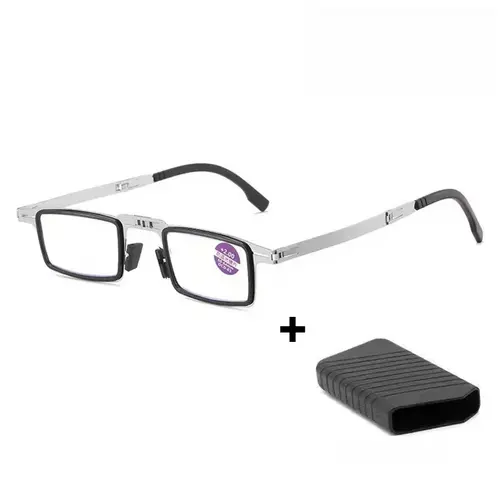 Portable Folding Reading Glasses with Case Anti Blue Light Blocking Metal Elder Foldable Eyeglasses Presbyopia for Man and Woman - Image 8